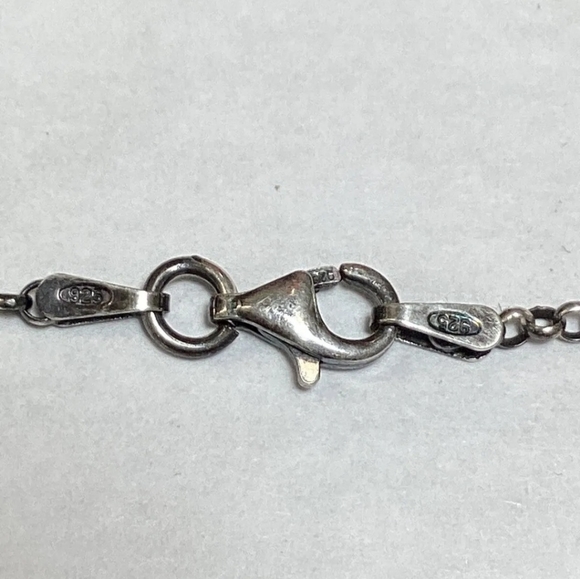 Native American Signed and Stamped Sterling Turquoise Bar Necklace - Picture 3 of 3